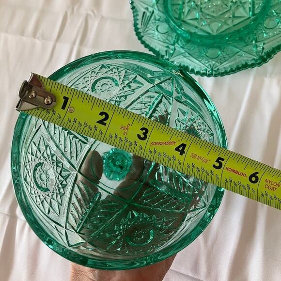 Vintage Viking Glass Dalzell Domed Lidded Cheese Butter Dish Pressed Glass Green - Picture 10 of 13